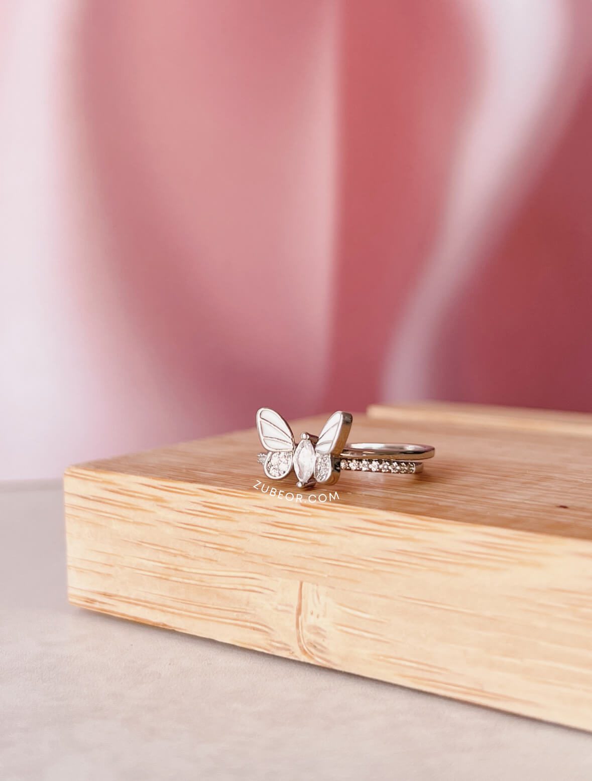 Set anillo doble mariposa cristal 6