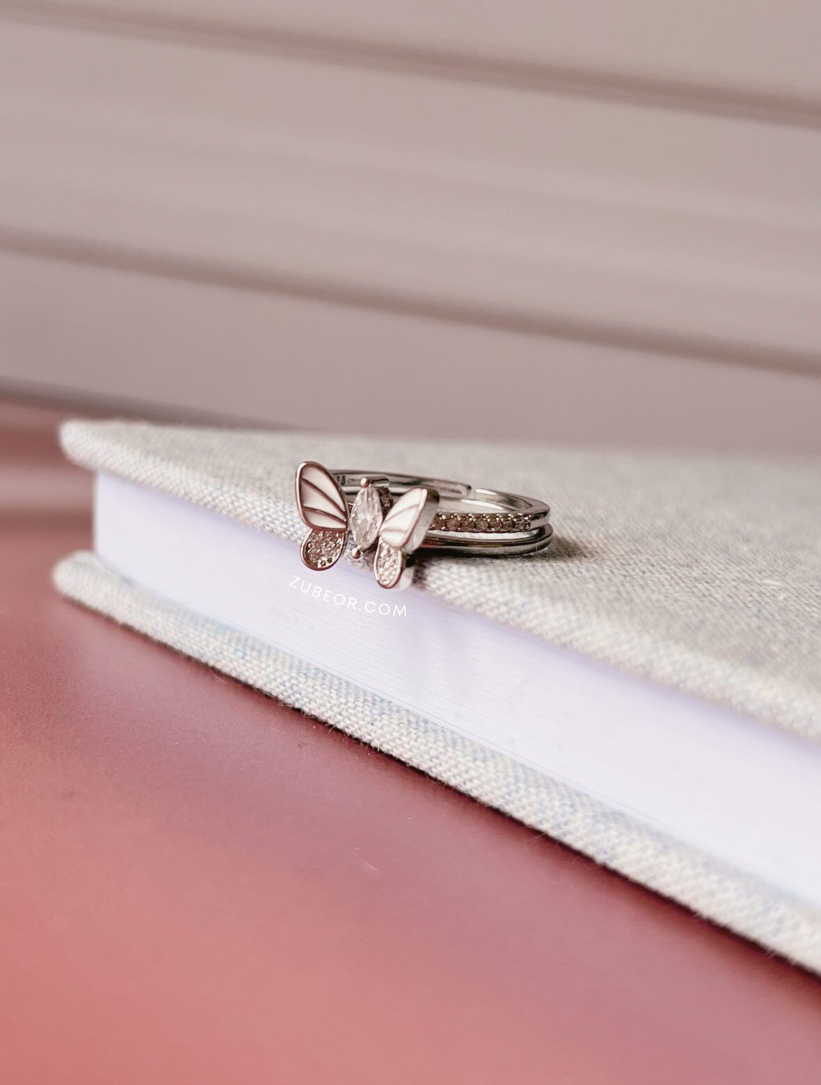 Set anillo doble mariposa cristal 4