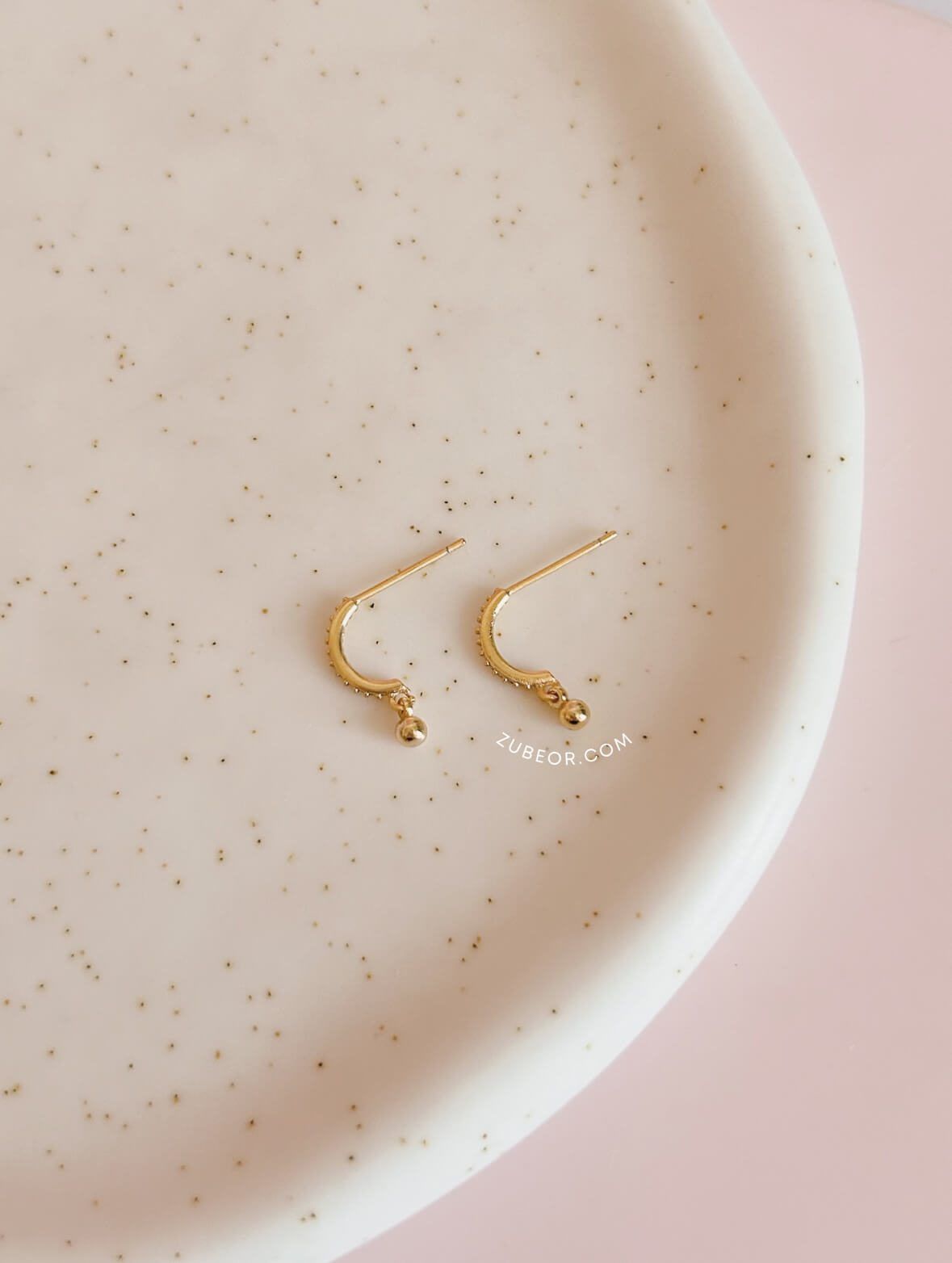 Aretes medio aro esfera 2