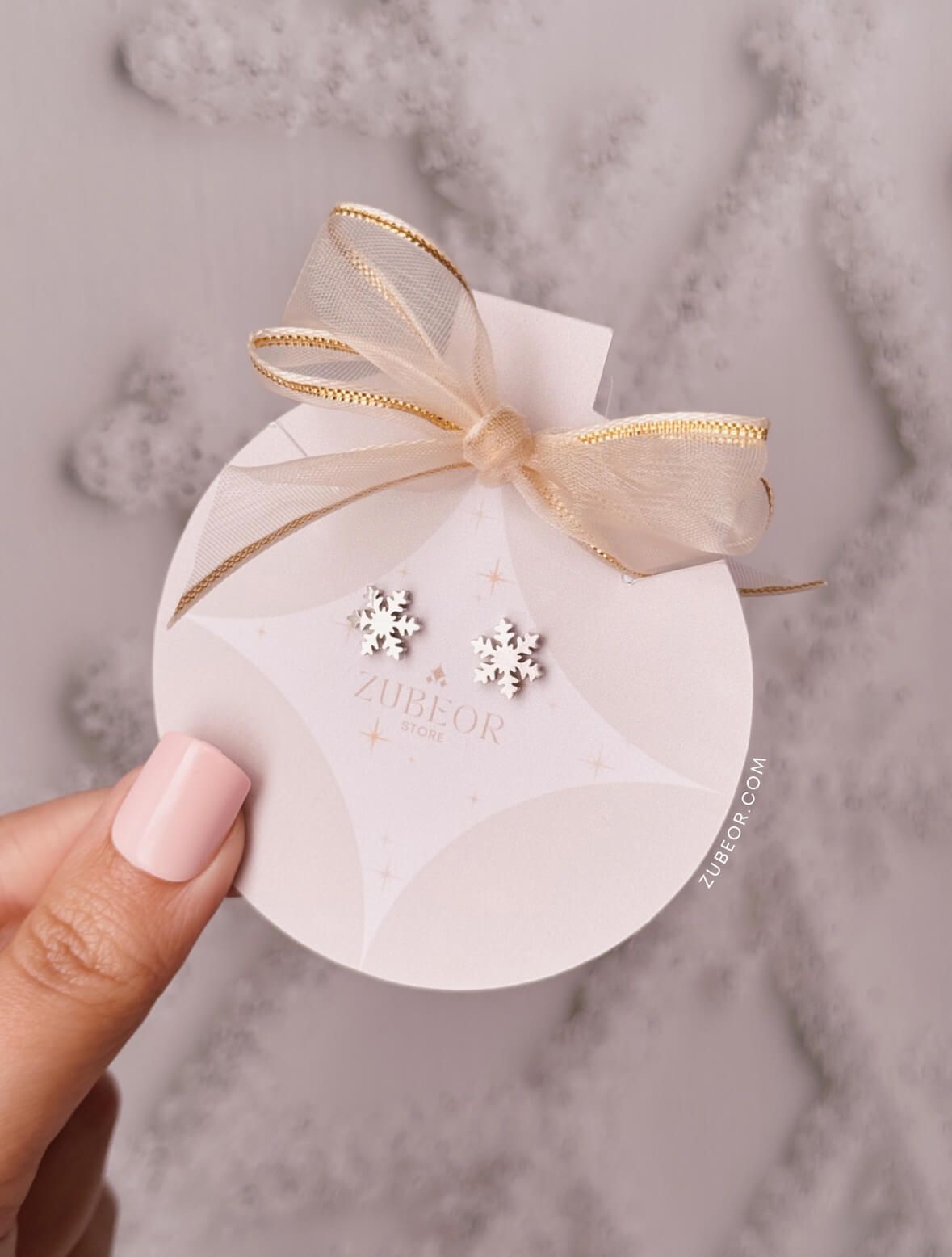 Aretes copo de nieve liso 3
