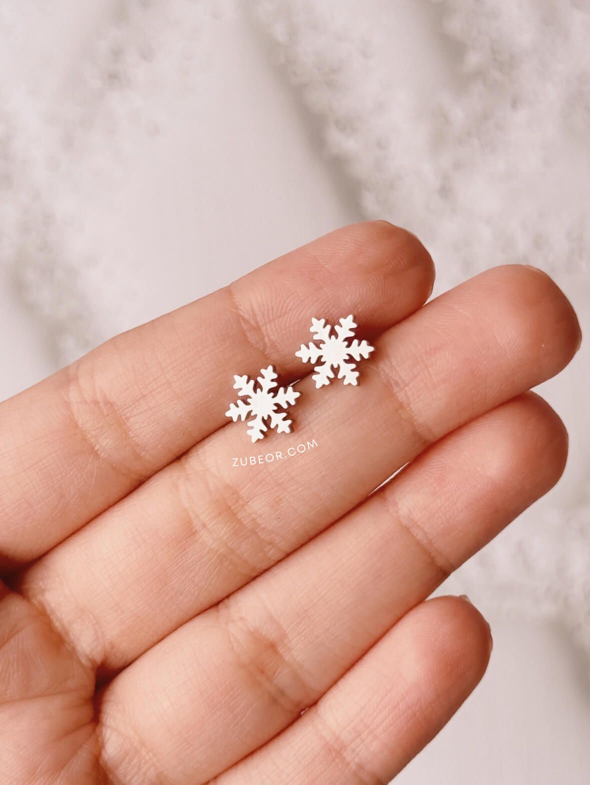 Aretes copo de nieve liso 2