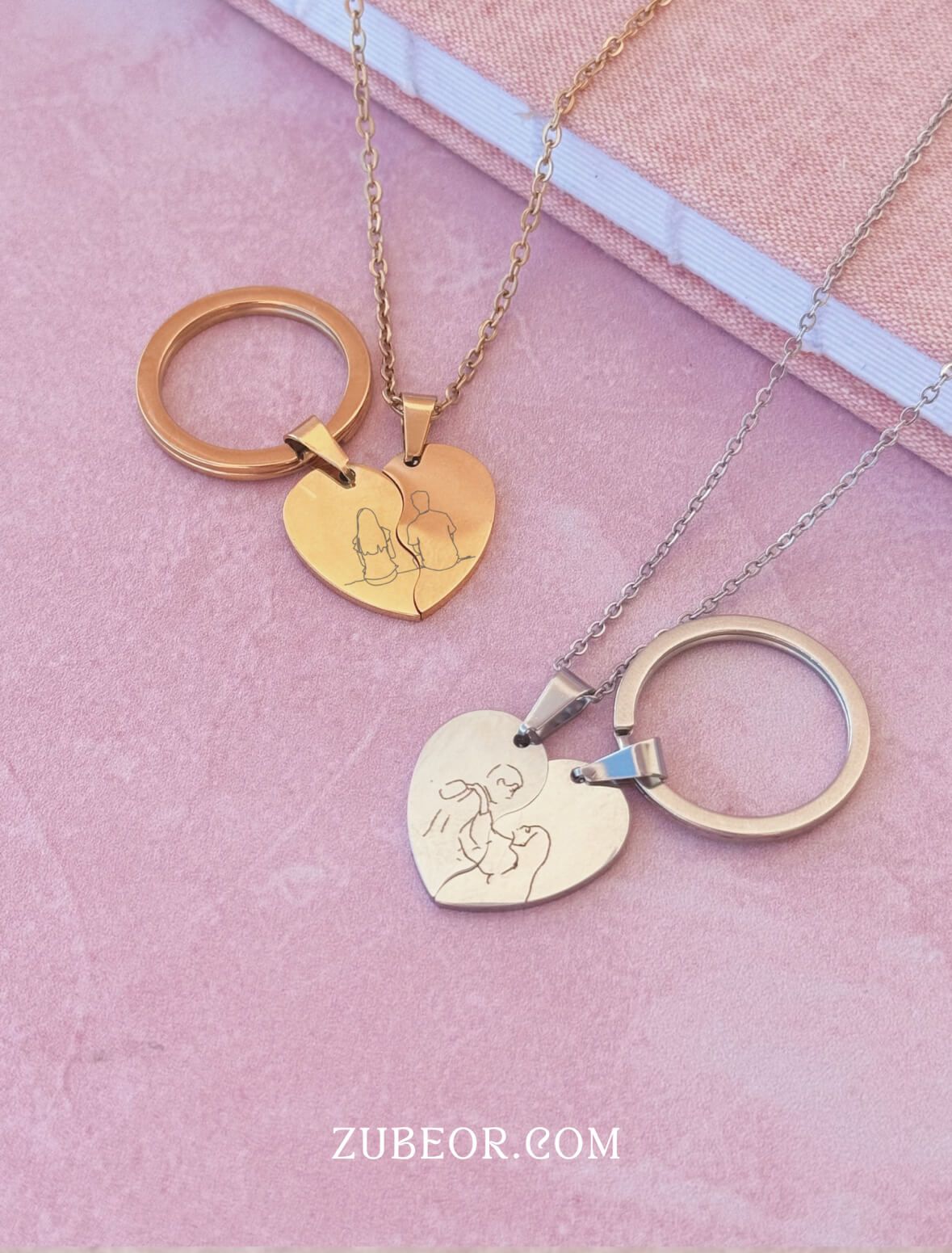 Set de cadenas corazón grabado (solo con pago previo)