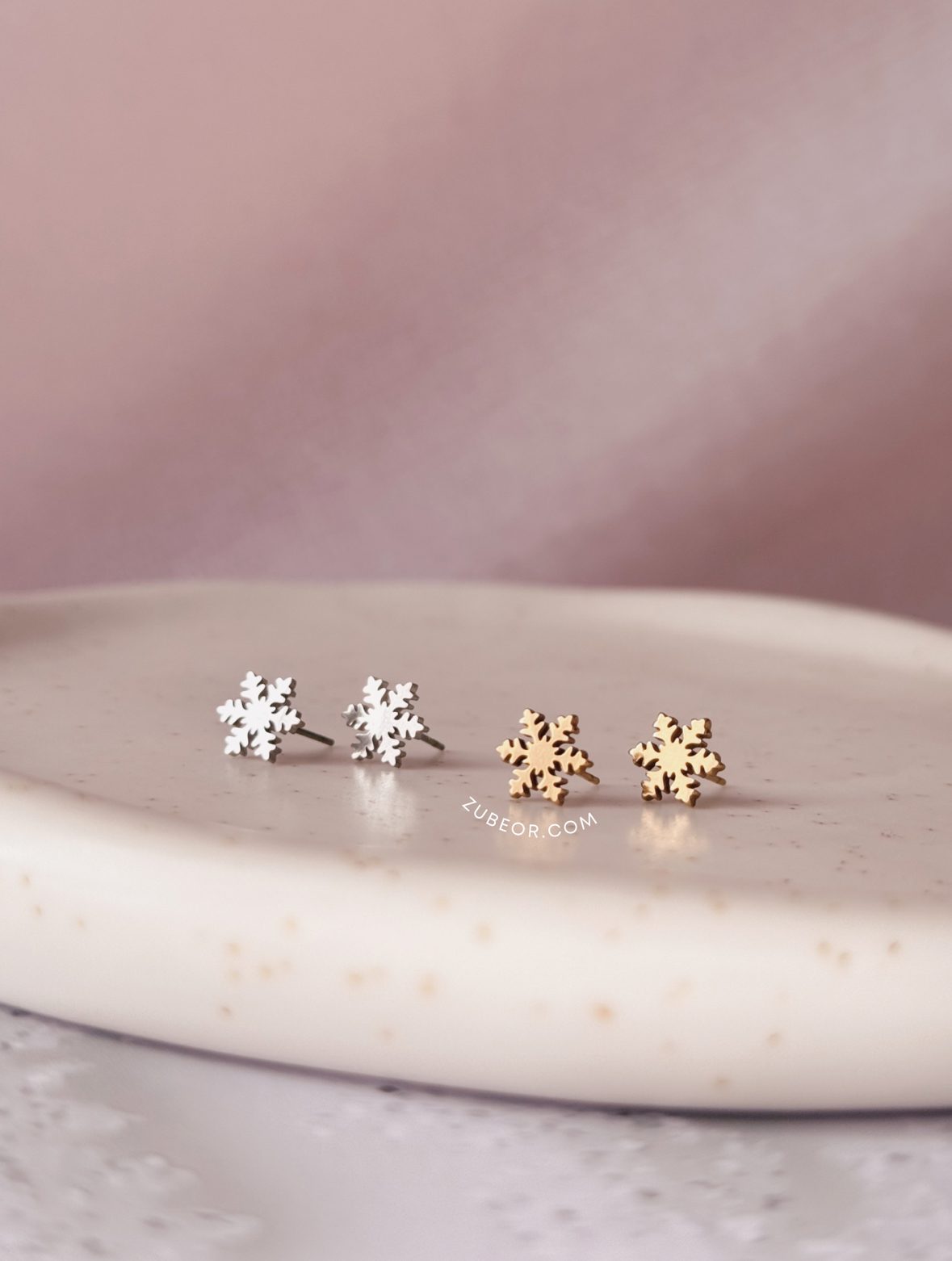 Aretes copo de nieve liso