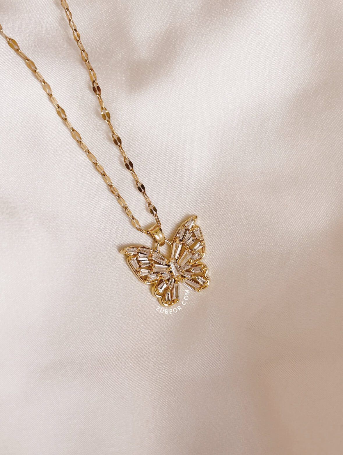 Cadena mariposa cristal blanco 5