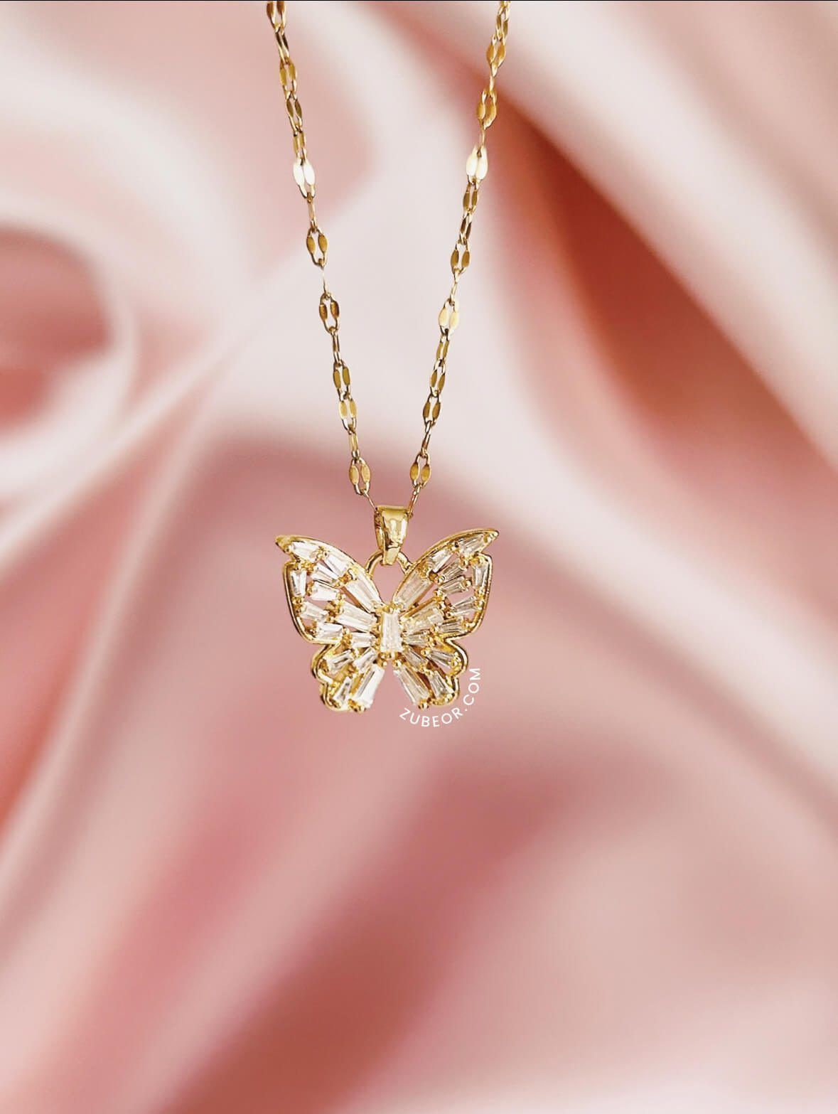 Cadena mariposa cristal blanco 4