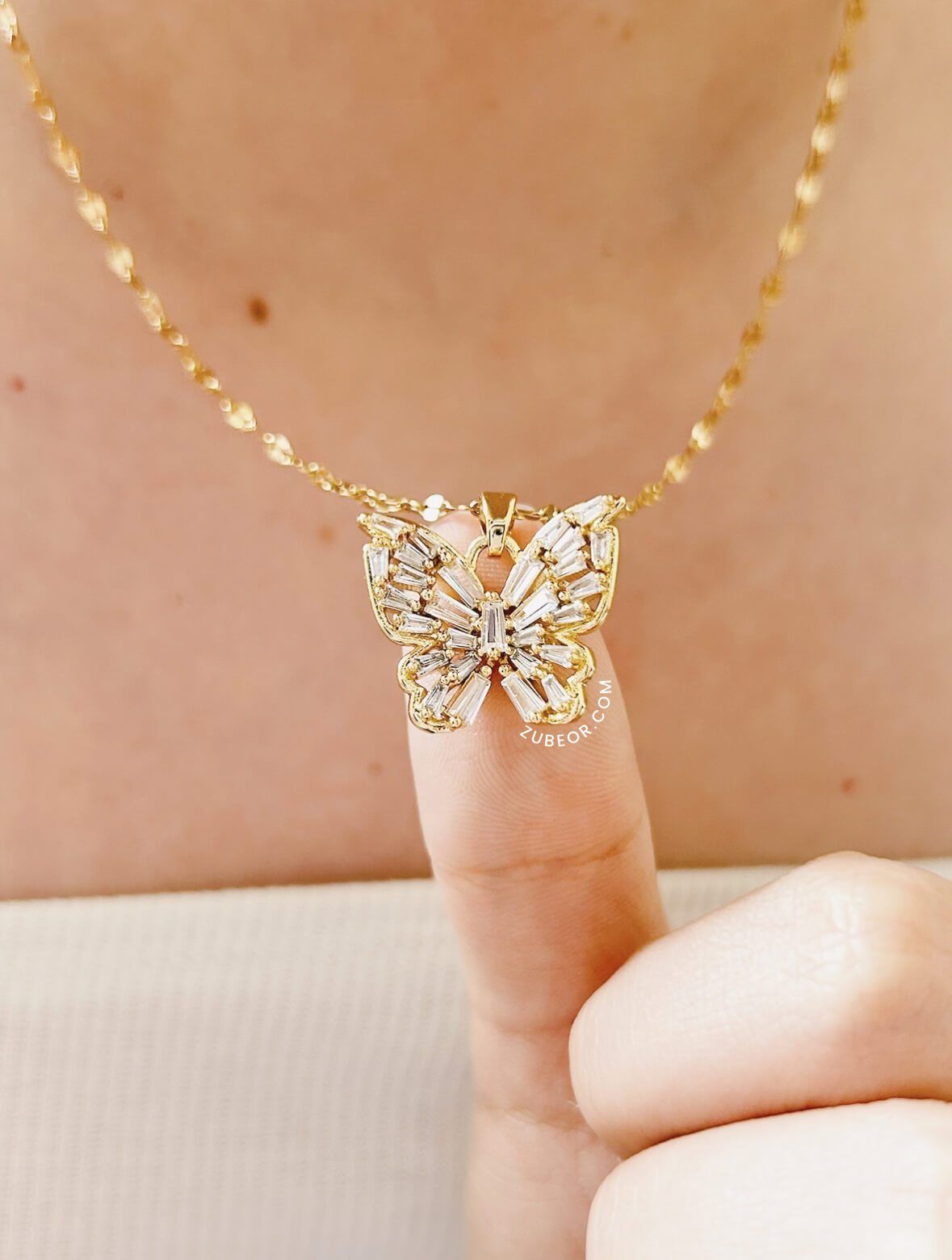 Cadena mariposa cristal blanco 2