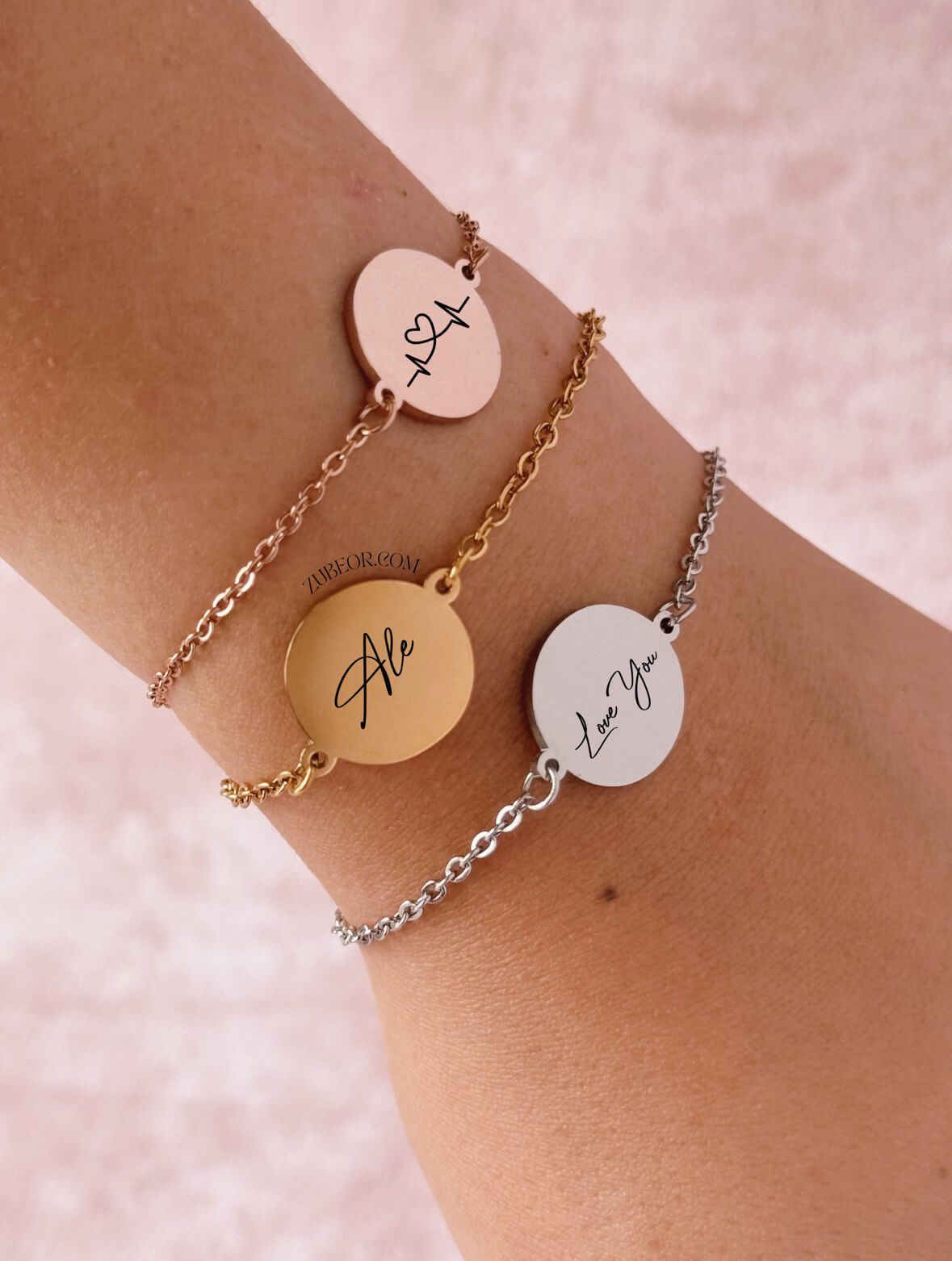 Pulsera grabada dije circular (solo con pago previo) 6