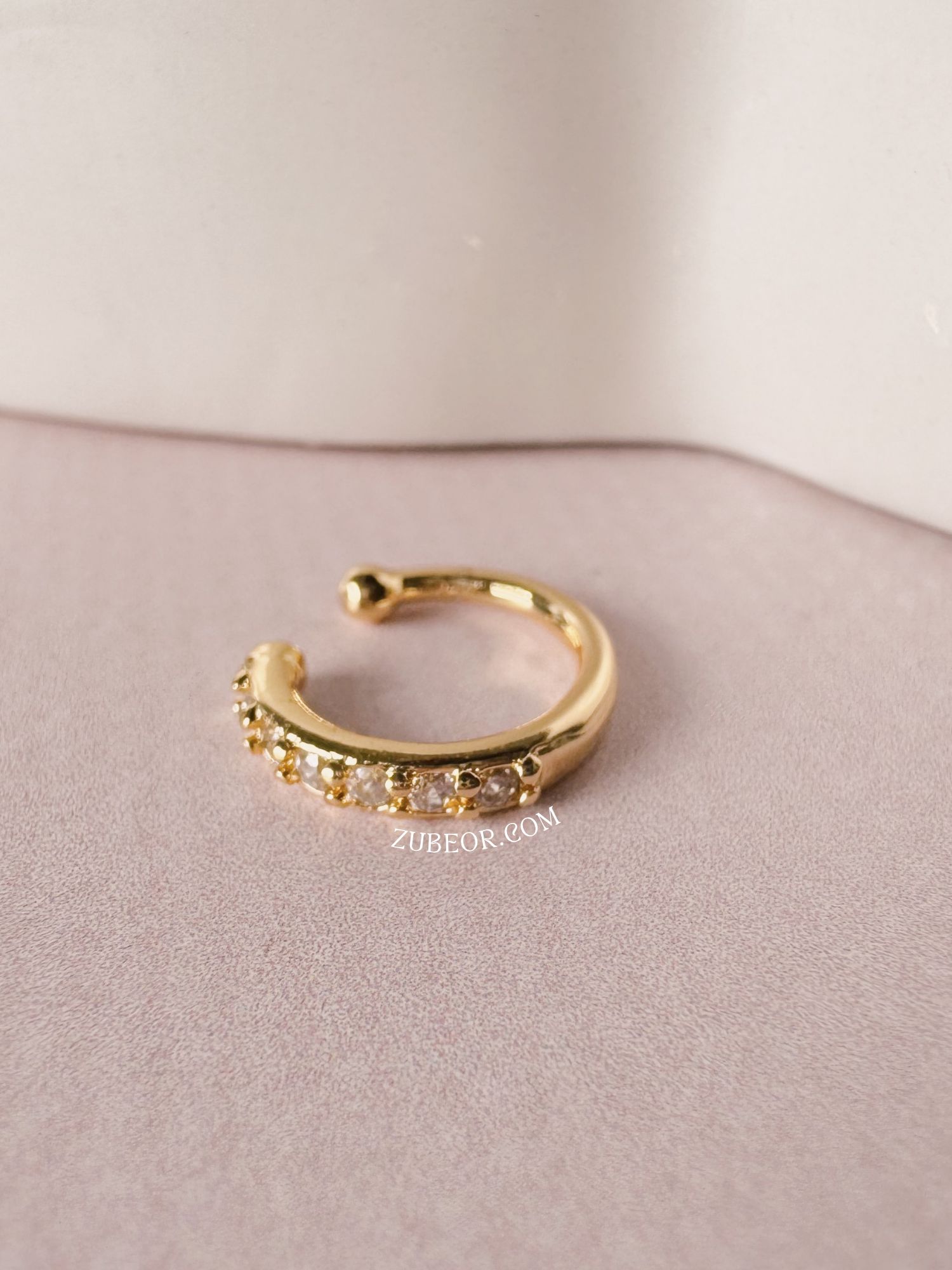 Earcuff dorado cristales redondo