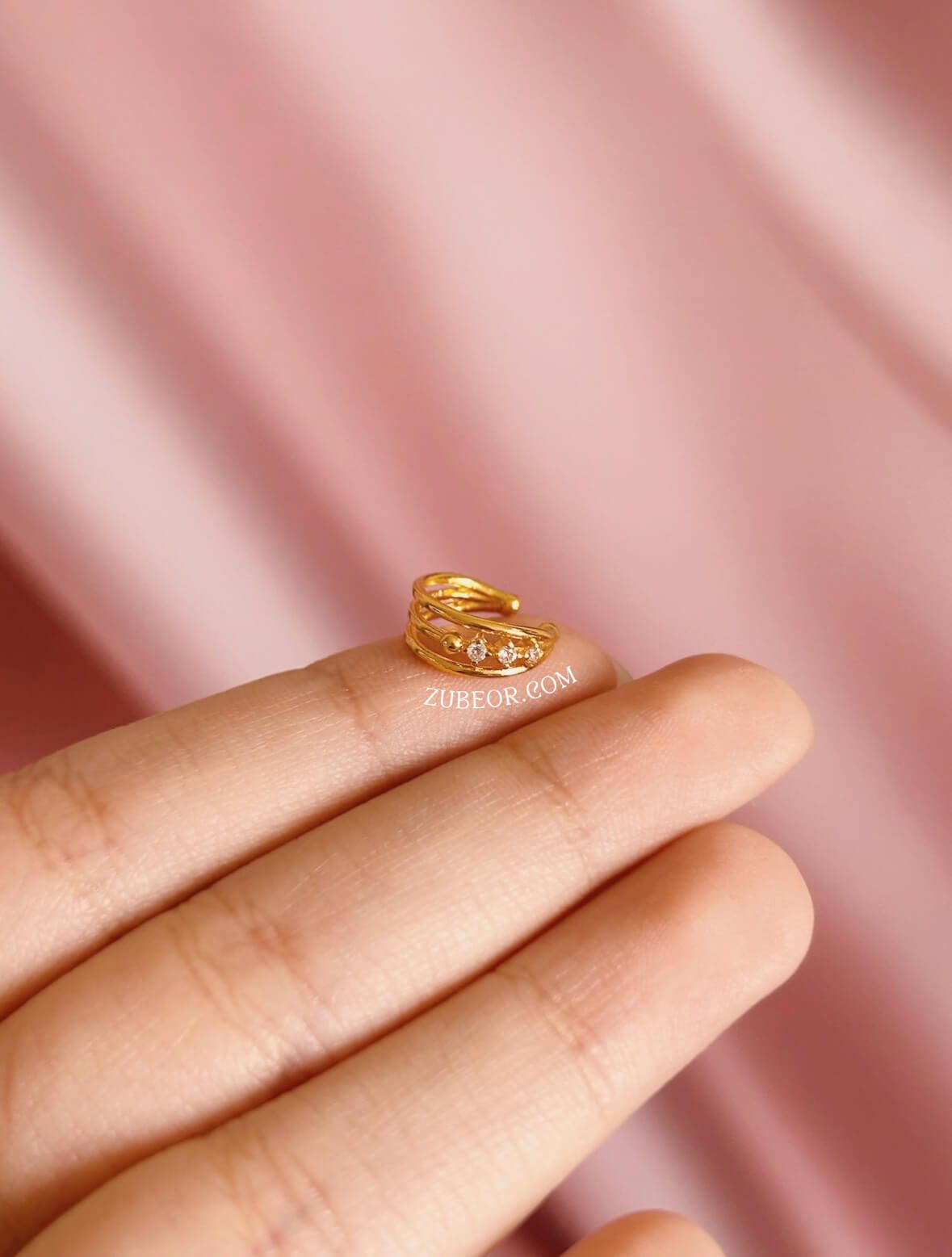 Earcuff 3 cristales dorado 3