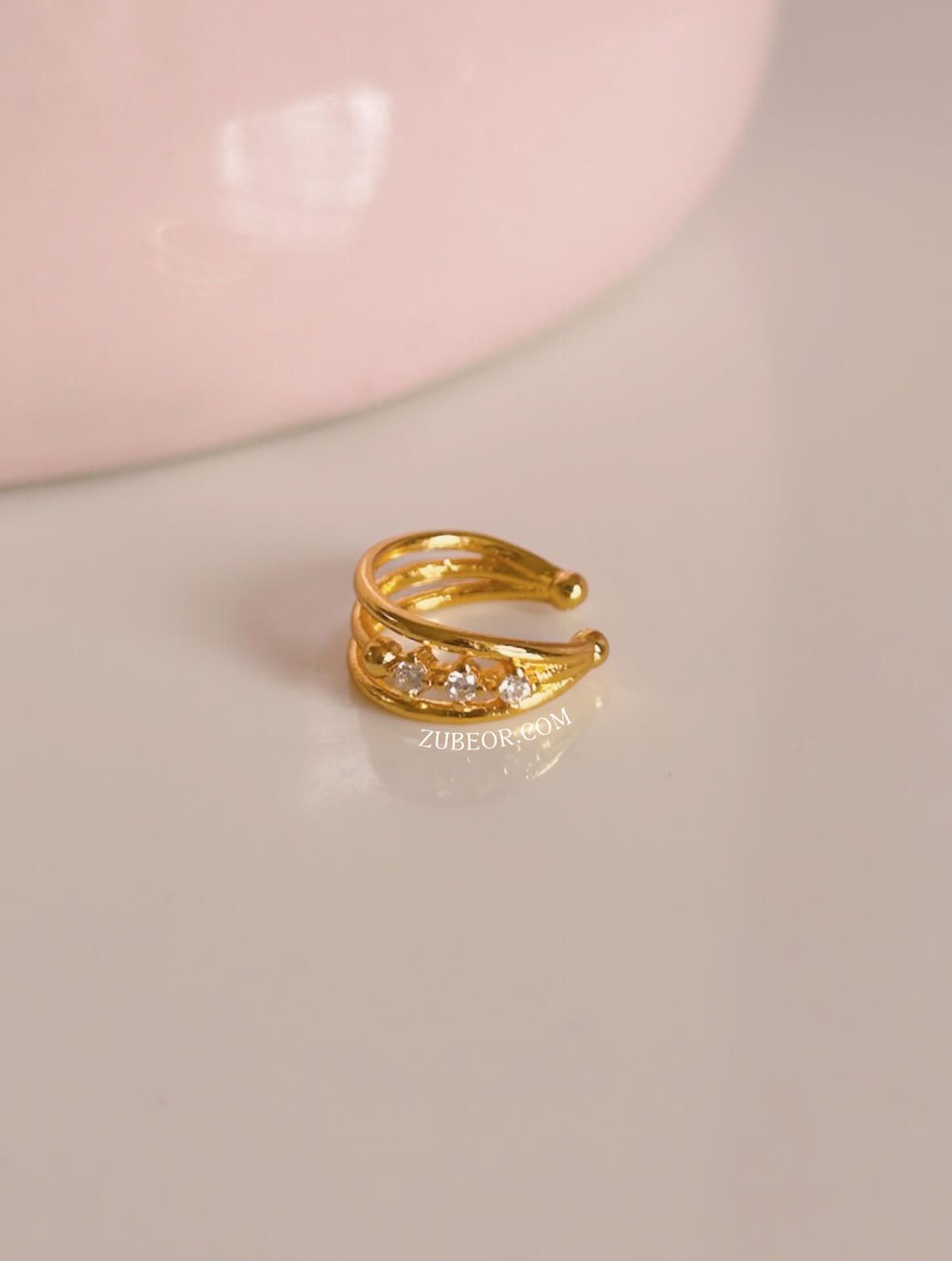 Earcuff 3 cristales dorado