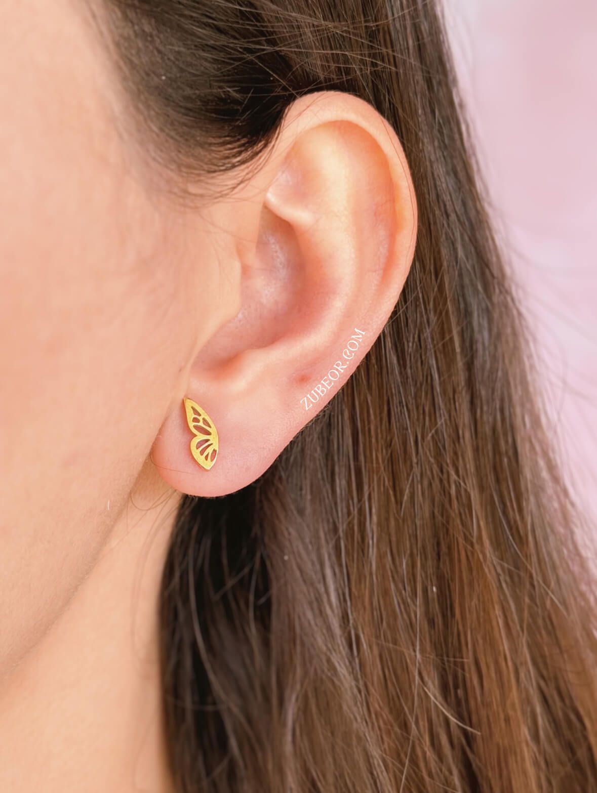 Aretes stud mitad de alas mariposa 2