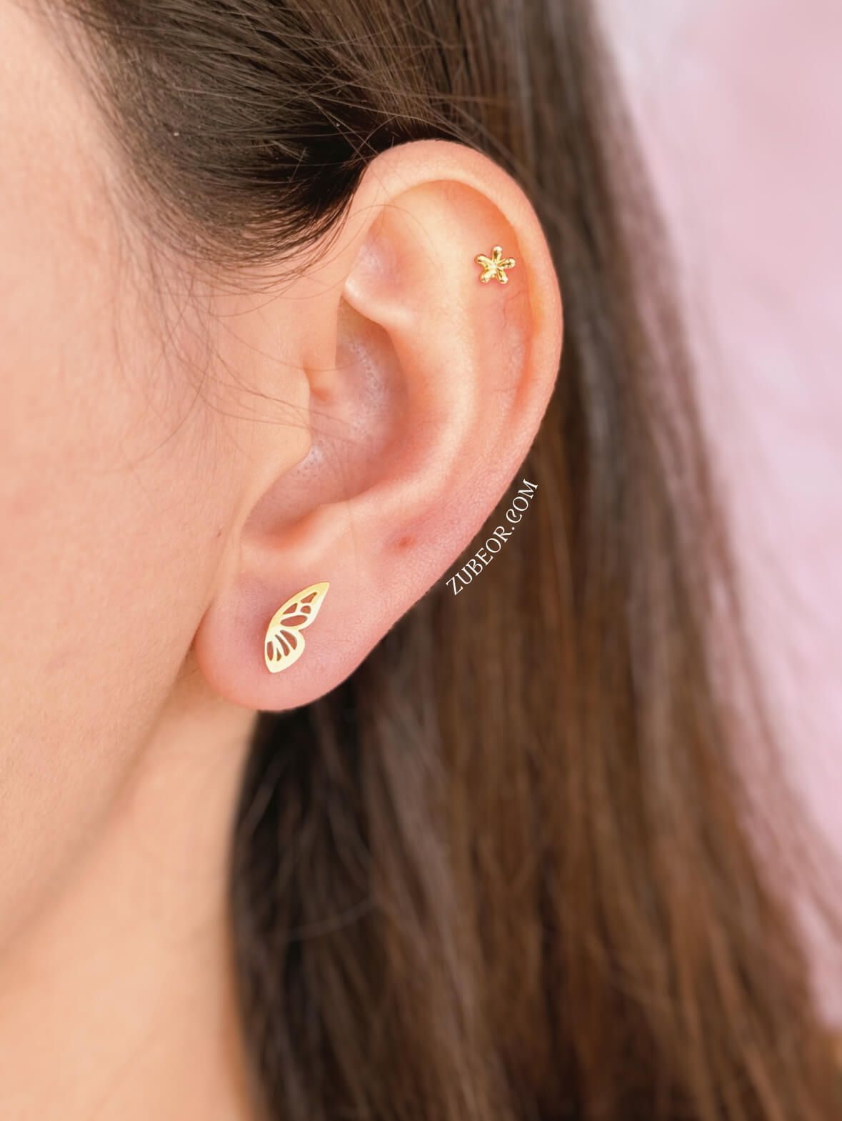 Aretes stud mitad de alas mariposa 5