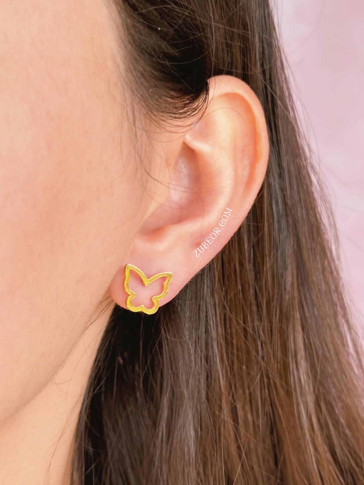 Aretes stud silueta mariposa 4
