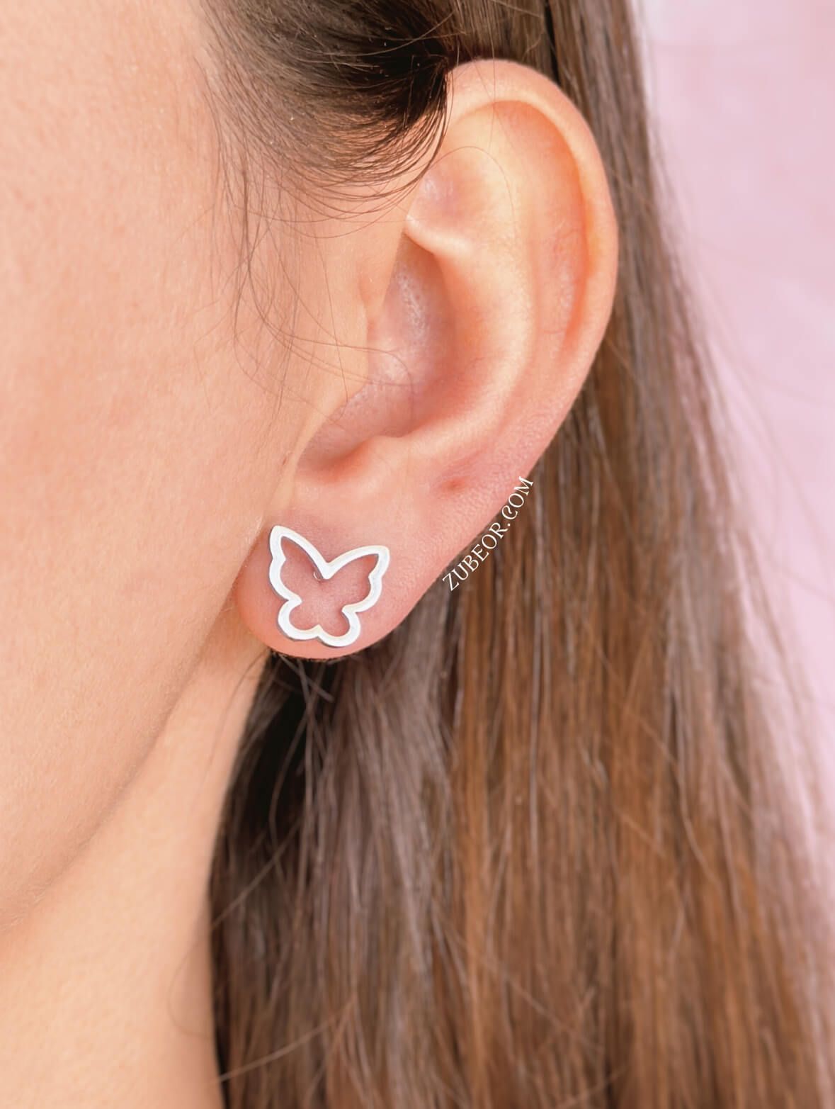 Aretes stud silueta mariposa 2