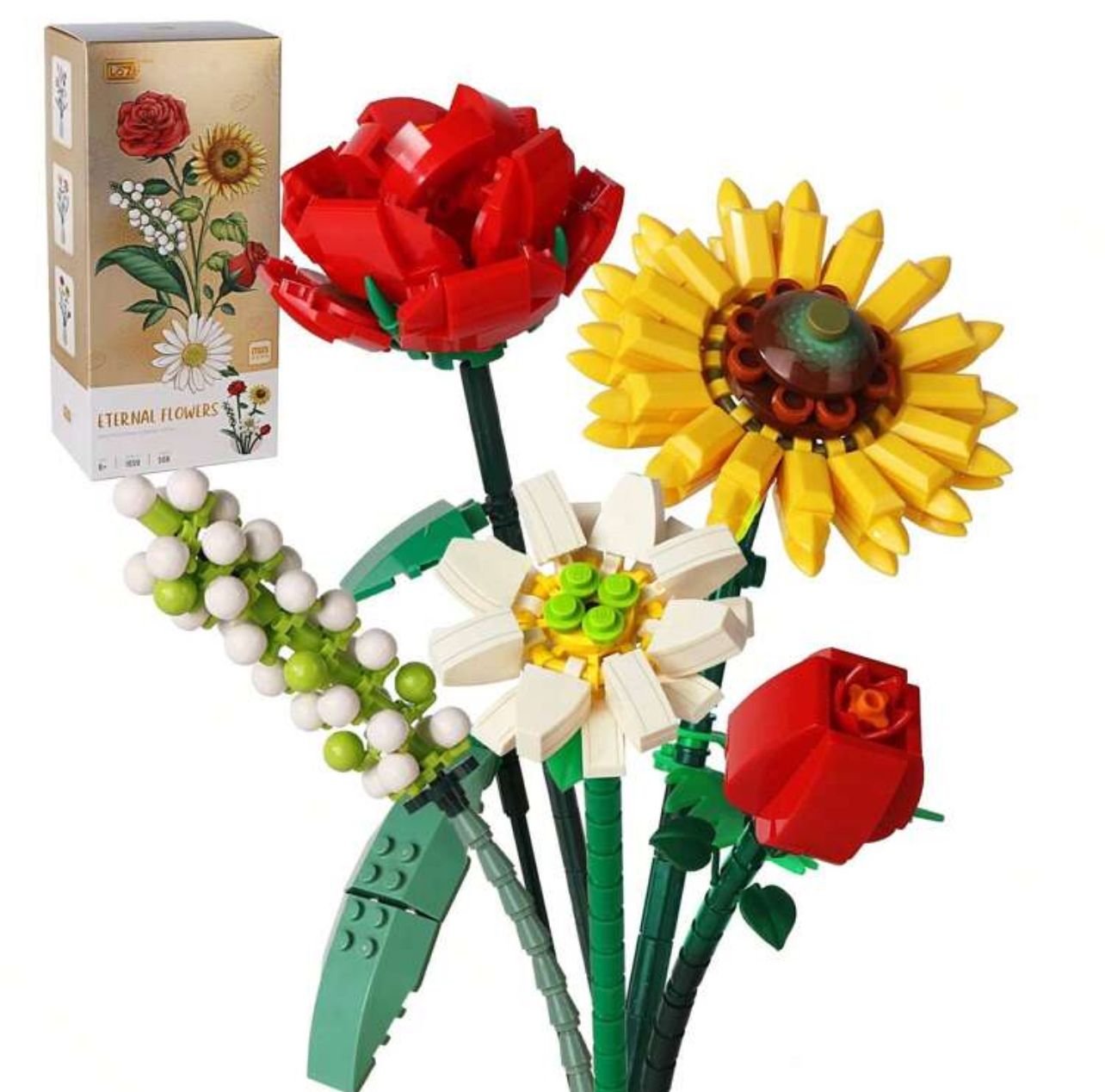 Ramo flores eternas, rosa y girasol - Saki