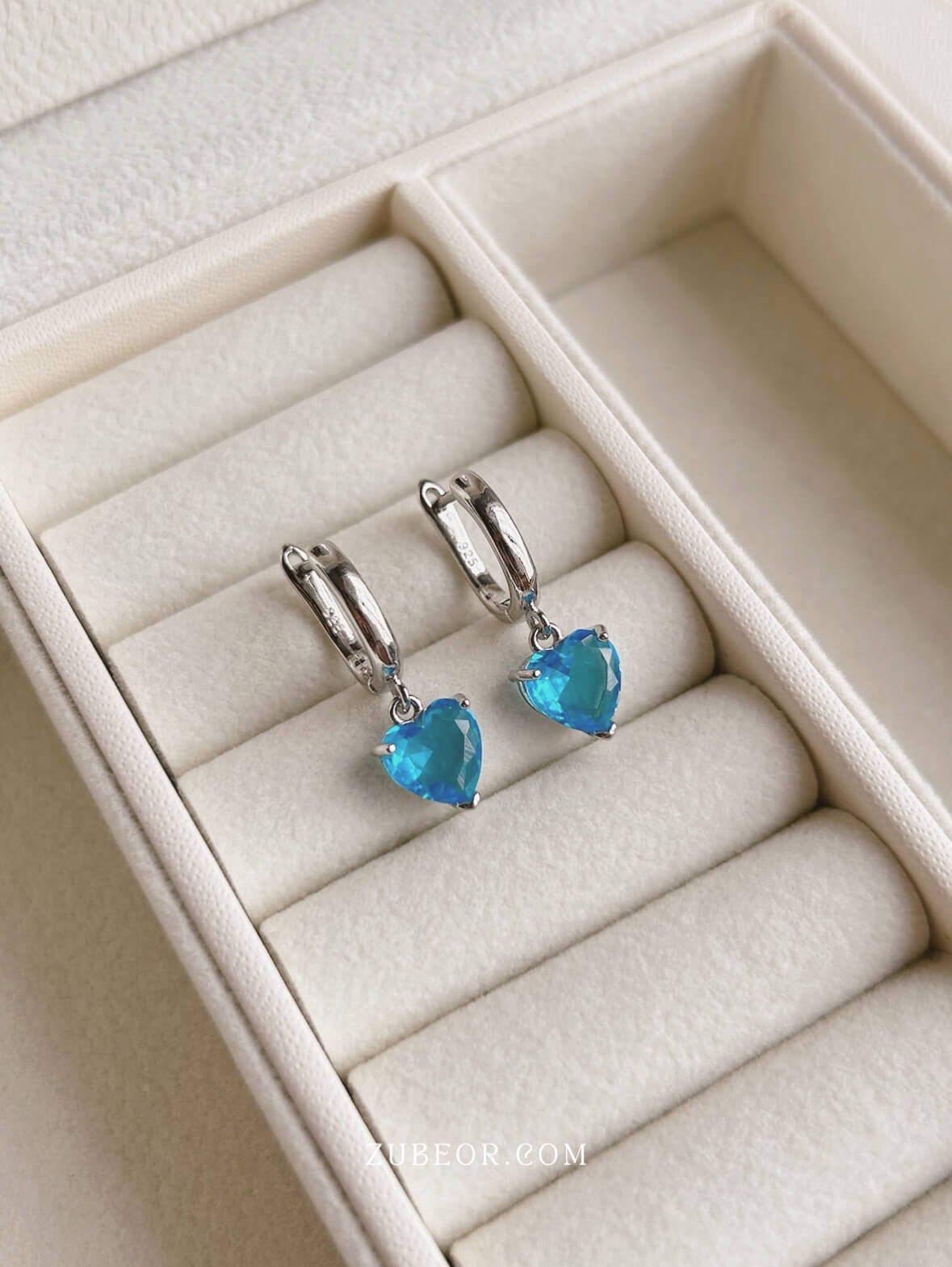 Aretes corazón Aqua