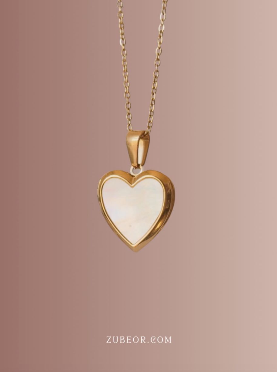Relicario perlado corazón 8
