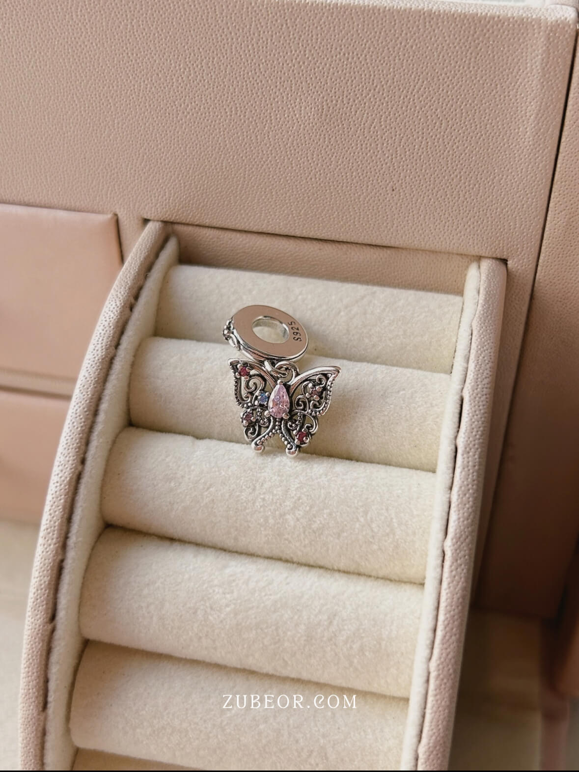 Charm mariposa cristal rosa 3
