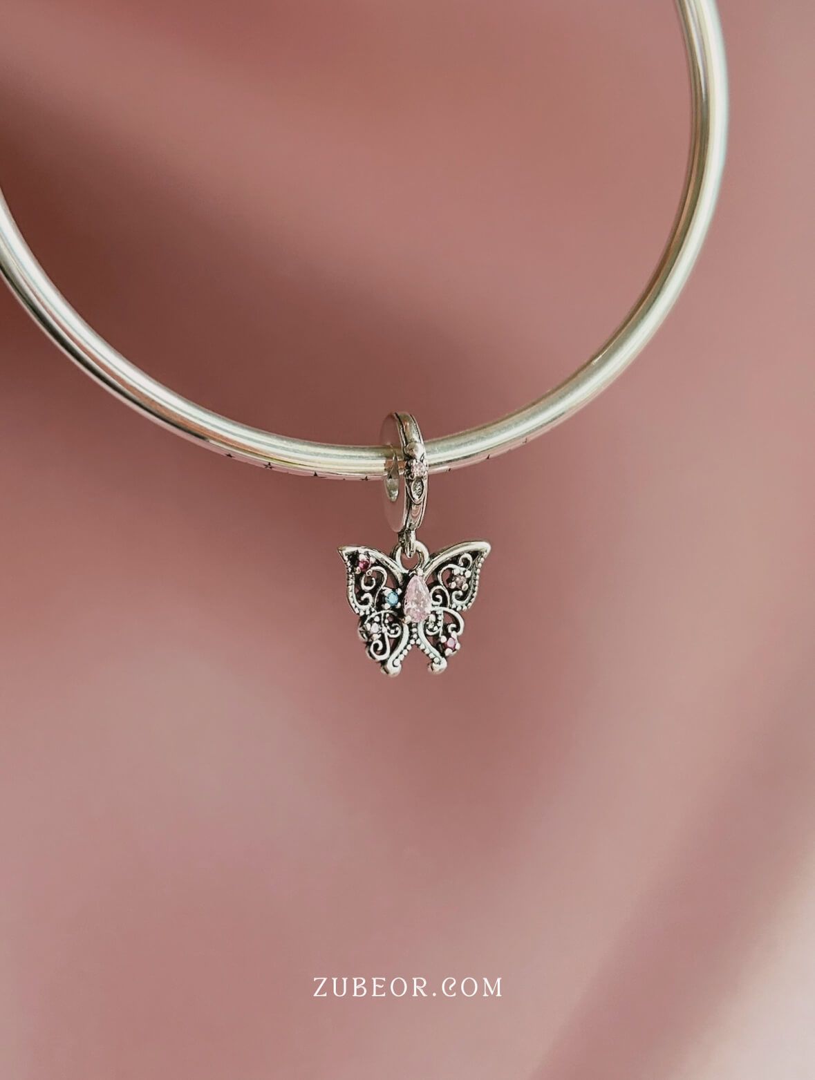 Charm mariposa cristal rosa 2