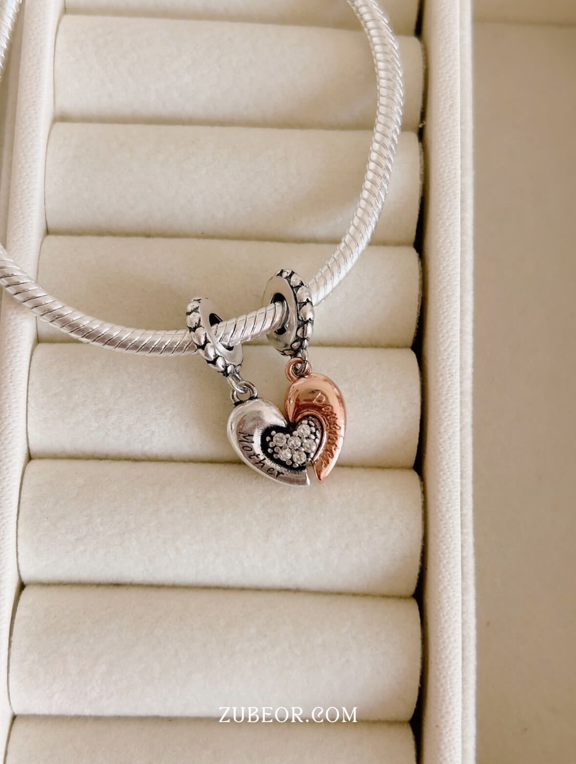 Set de charm madré e hija corazón rosa 4