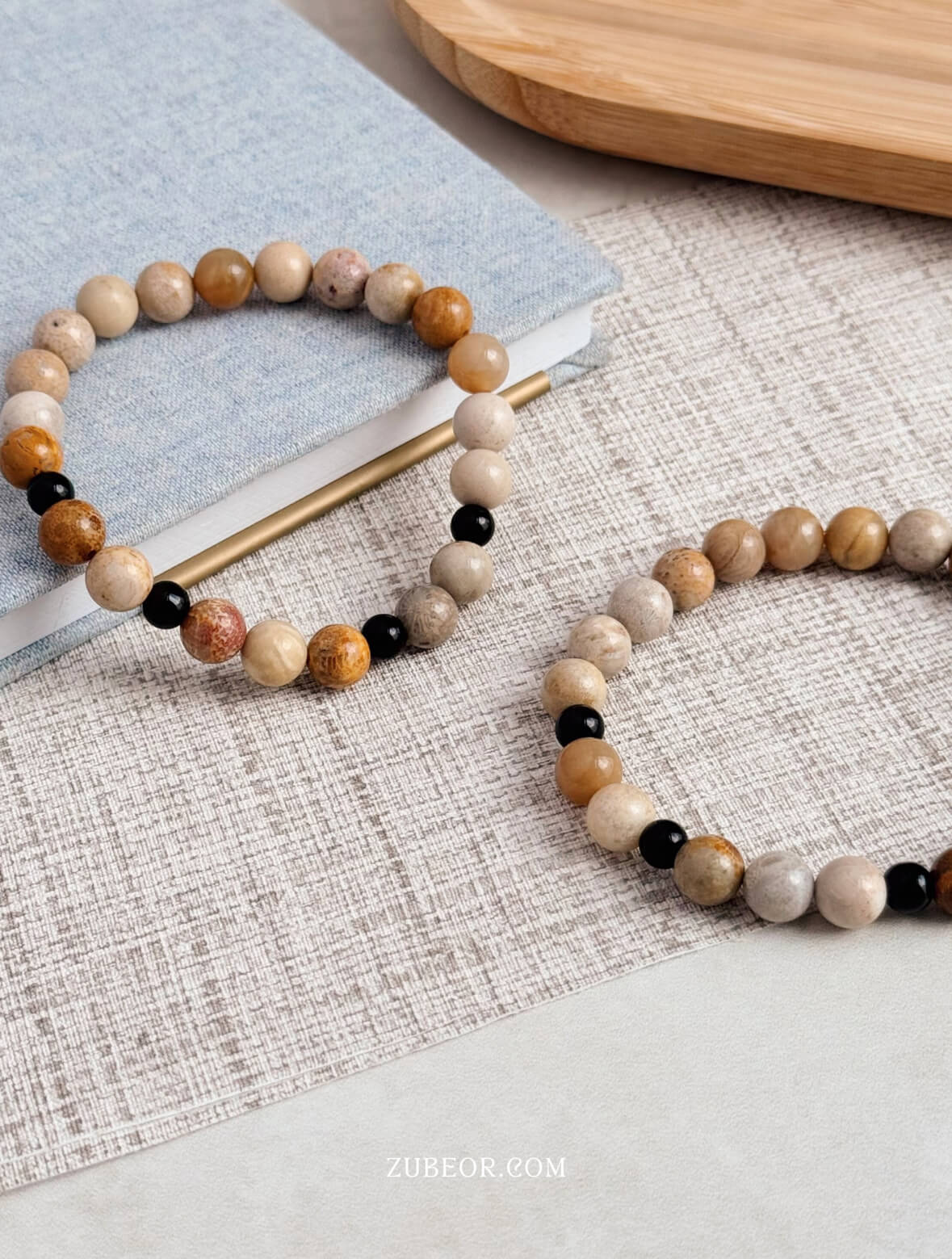 Pulsera piedra jaspeada marrón 3