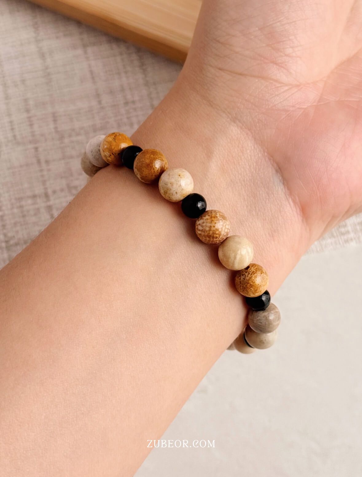 Pulsera piedra jaspeada marrón 2