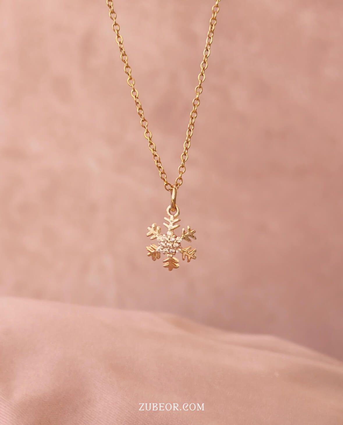 Cadena copo de nieve dorado