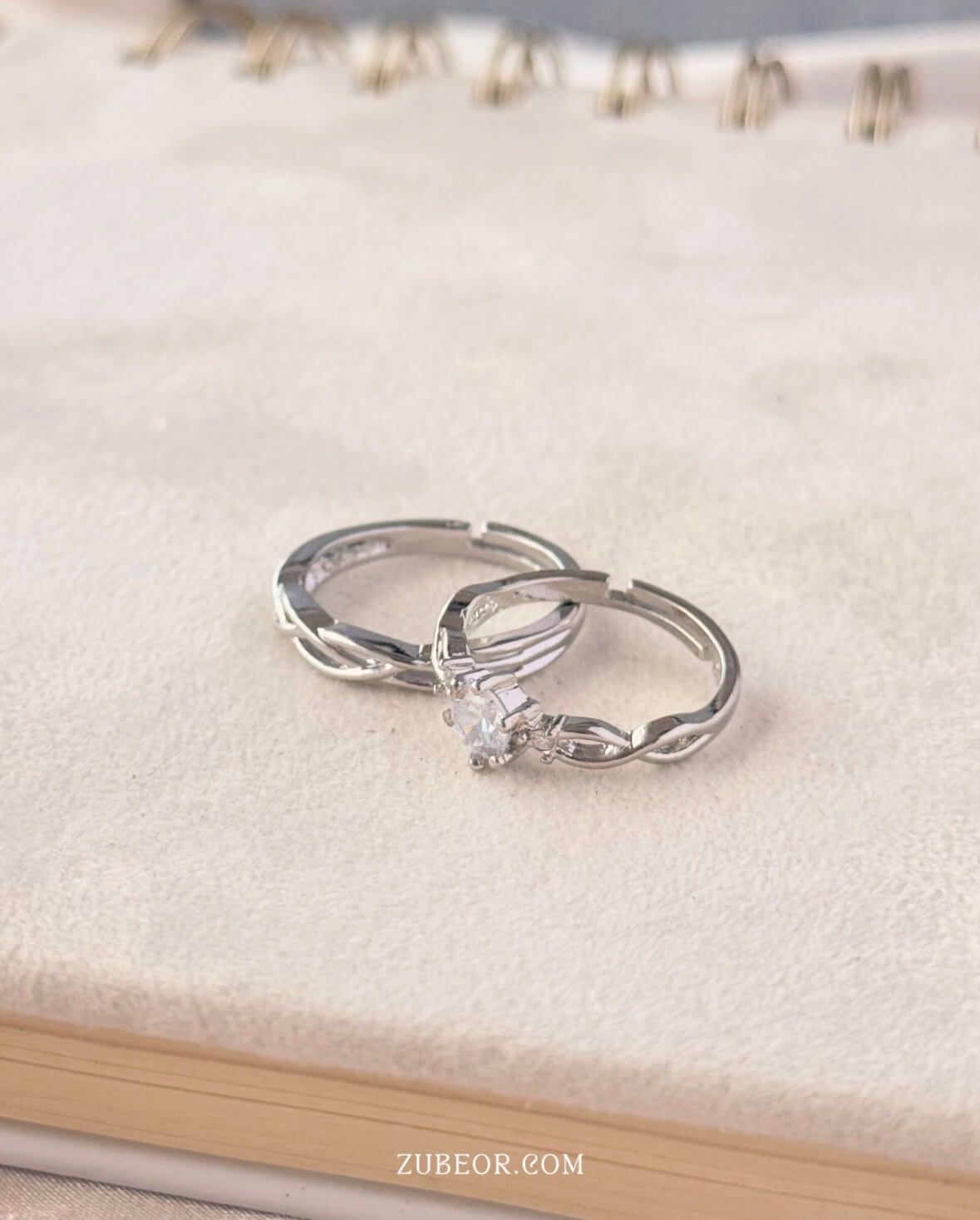 Set de anillos cristal enlazados