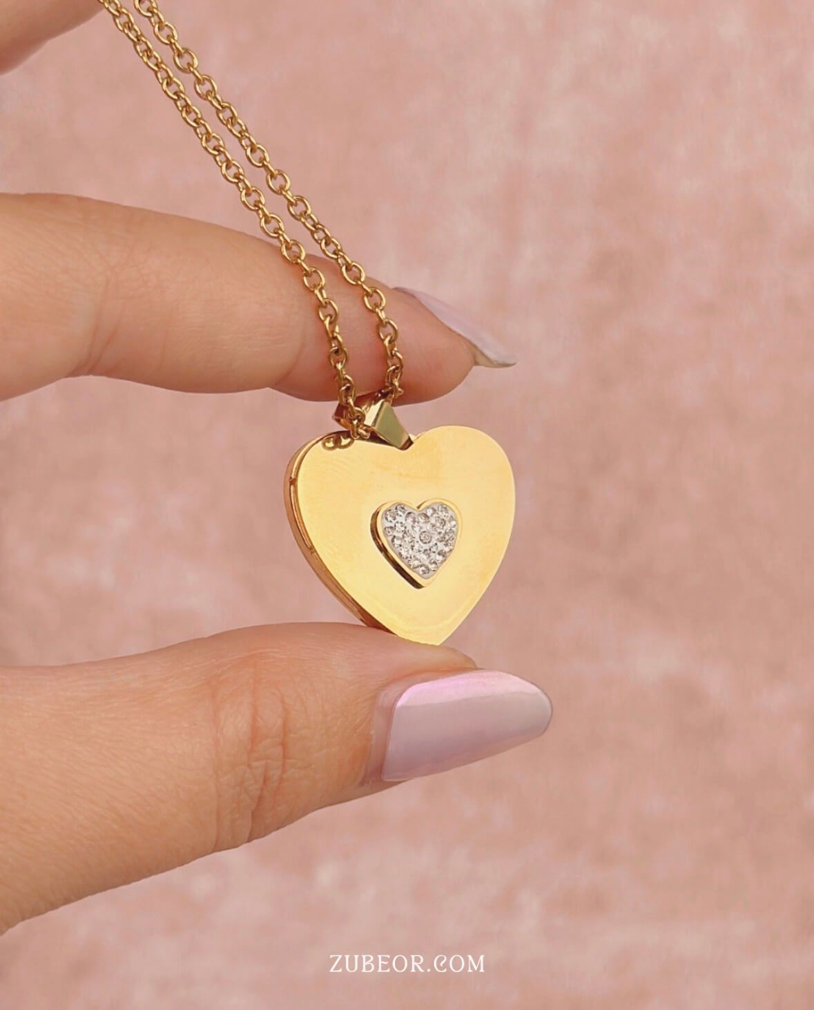 Cadena corazón con grabado oculto 2