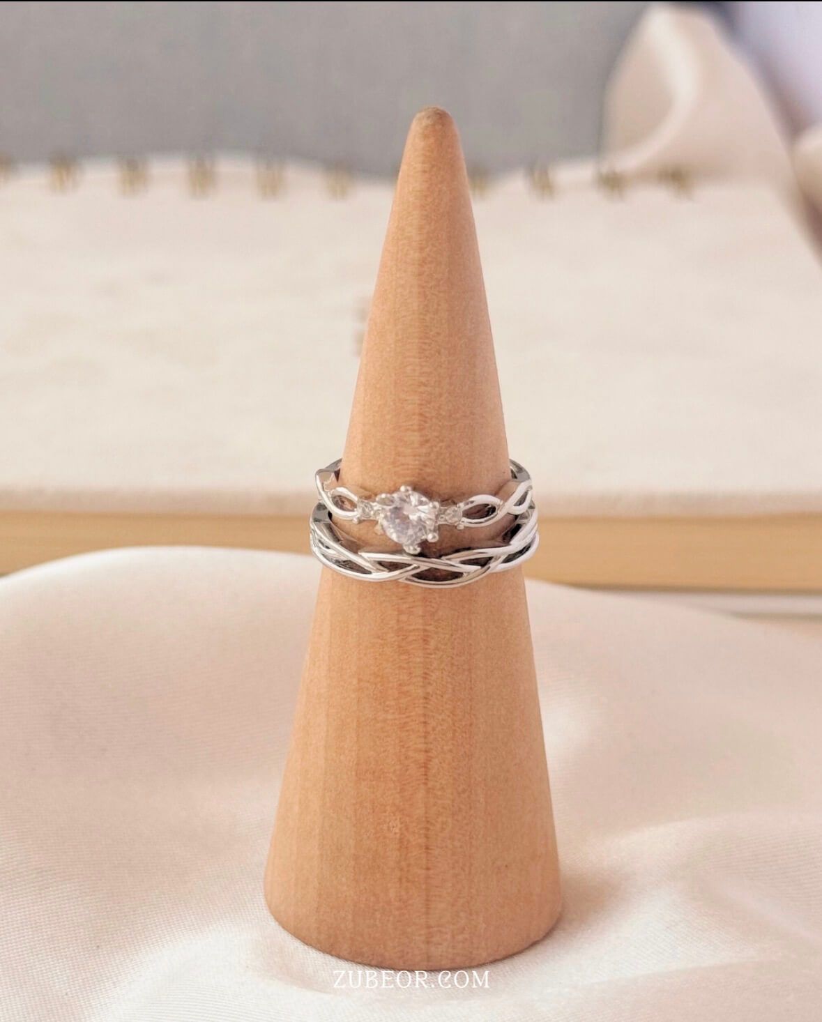 Set de anillos cristal enlazados 5