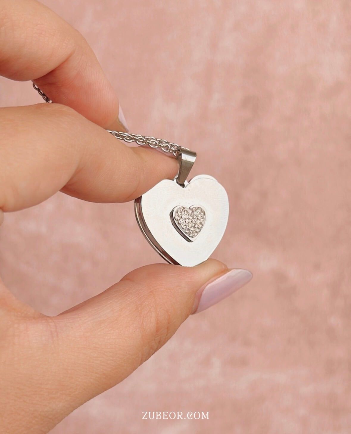 Cadena corazón con grabado oculto 4