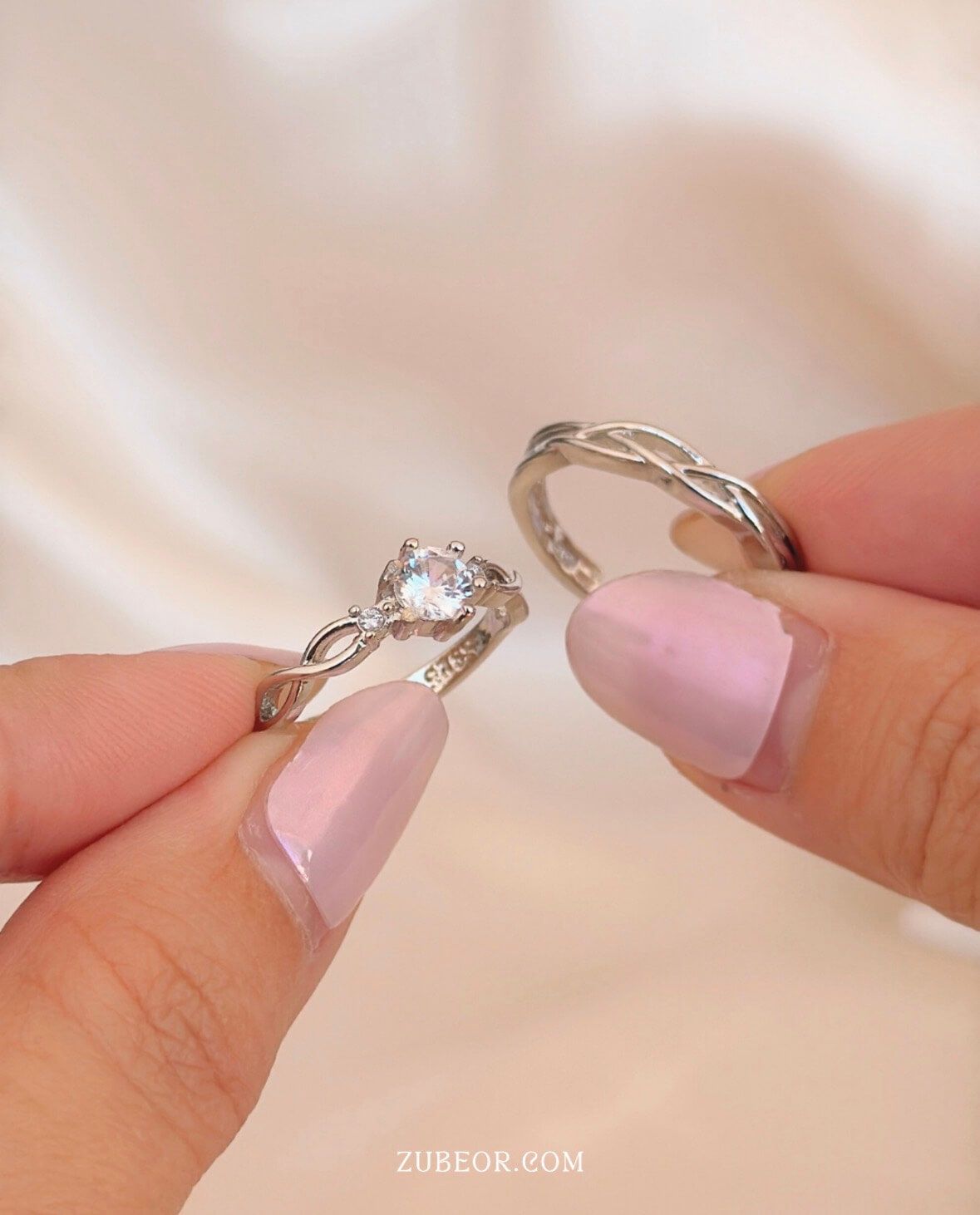 Set de anillos cristal enlazados 2