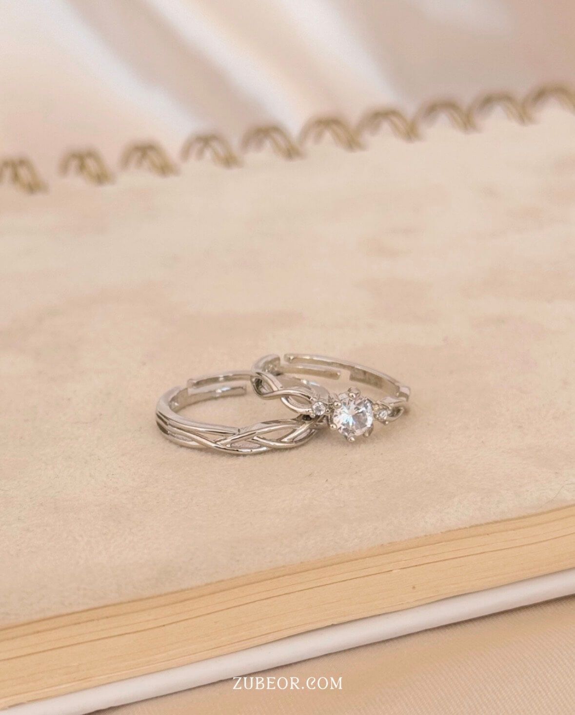 Set de anillos cristal enlazados 3