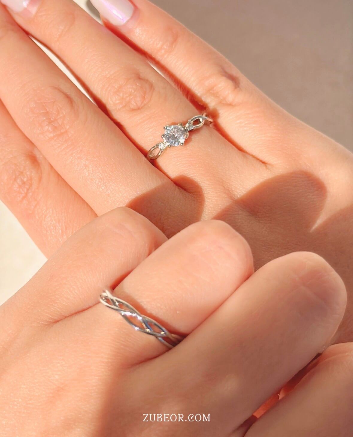 Set de anillos cristal enlazados 4