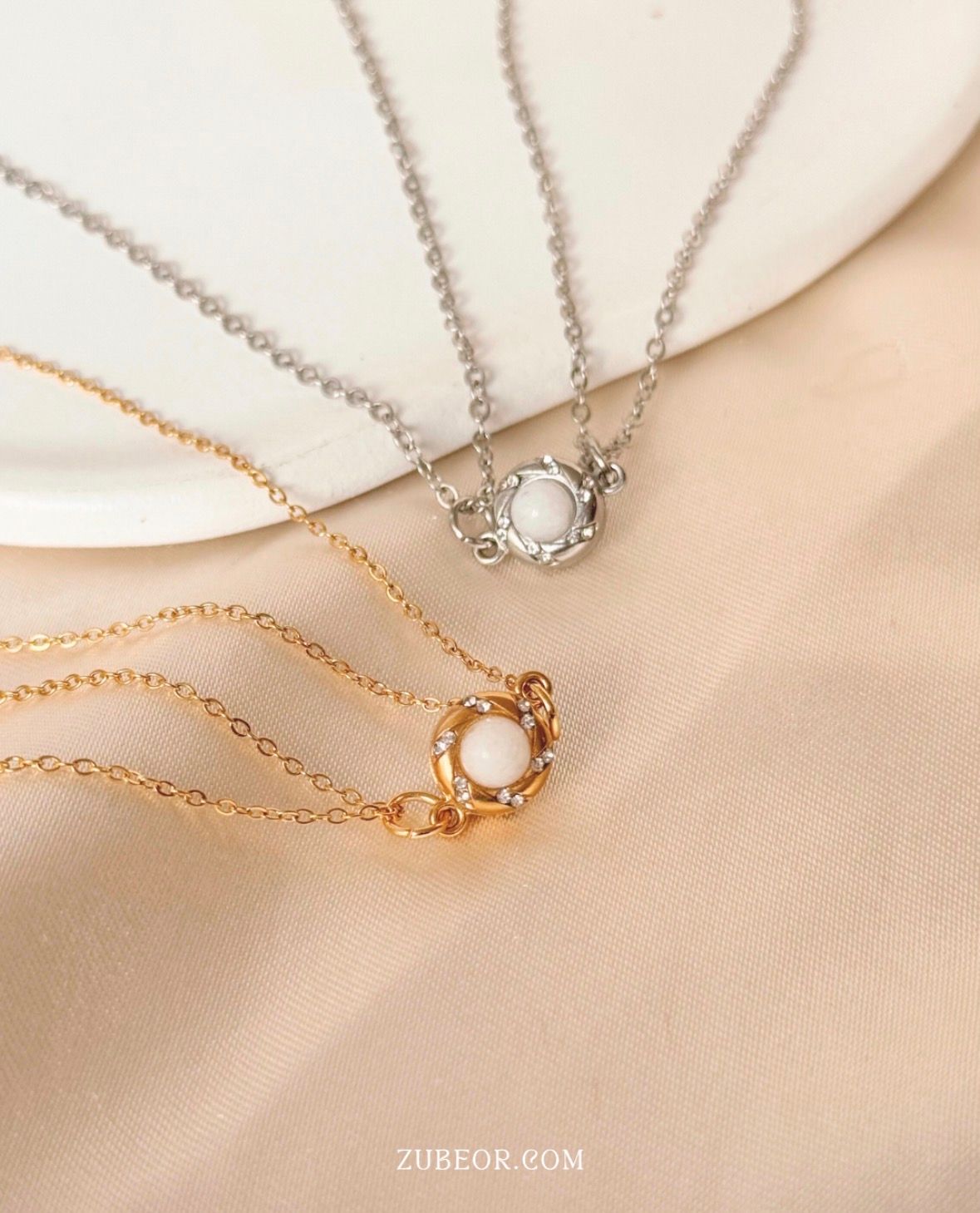Set de cadenas magnéticas perla blanca 6