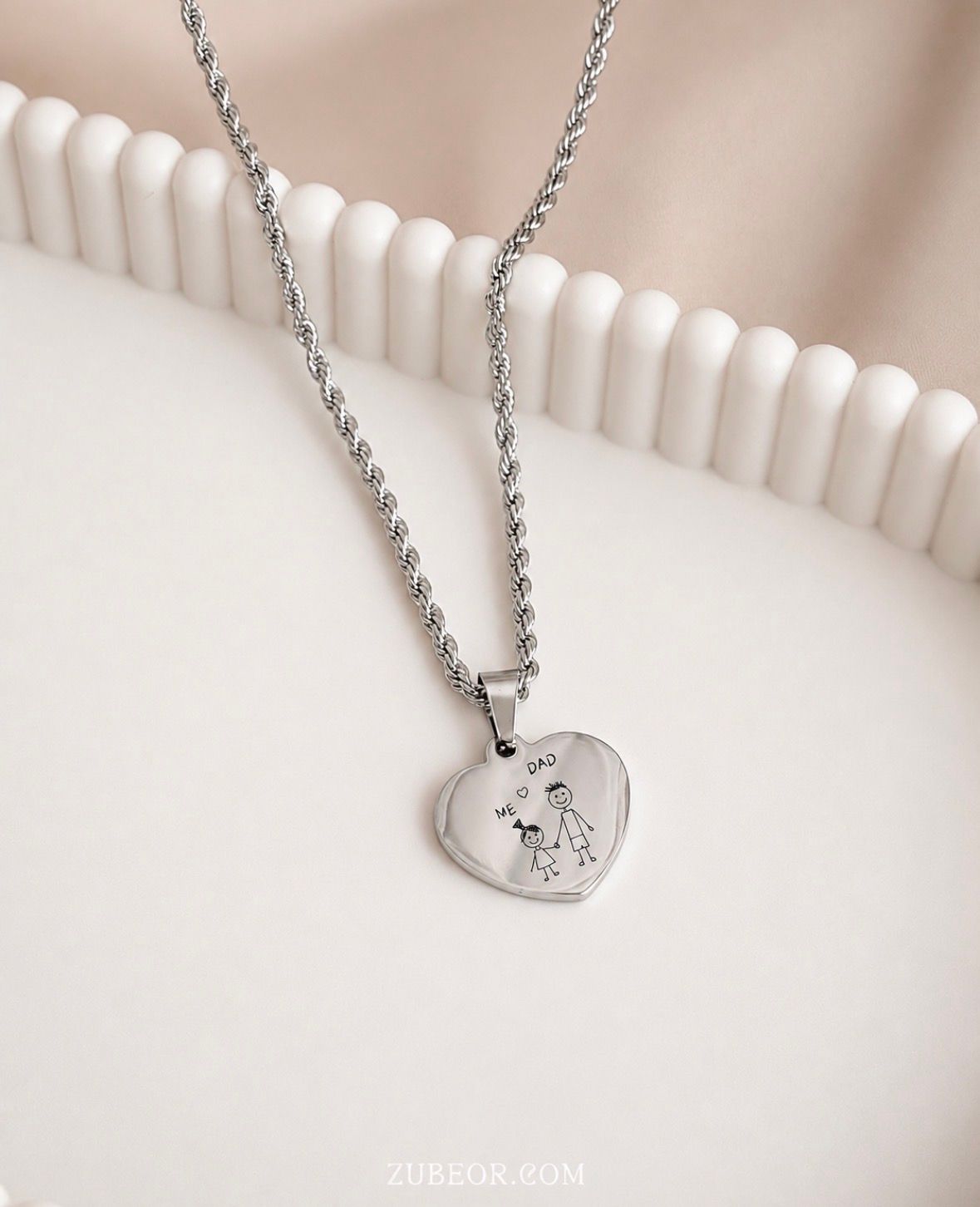Cadena cordón corazón grabado (solo pago previo)