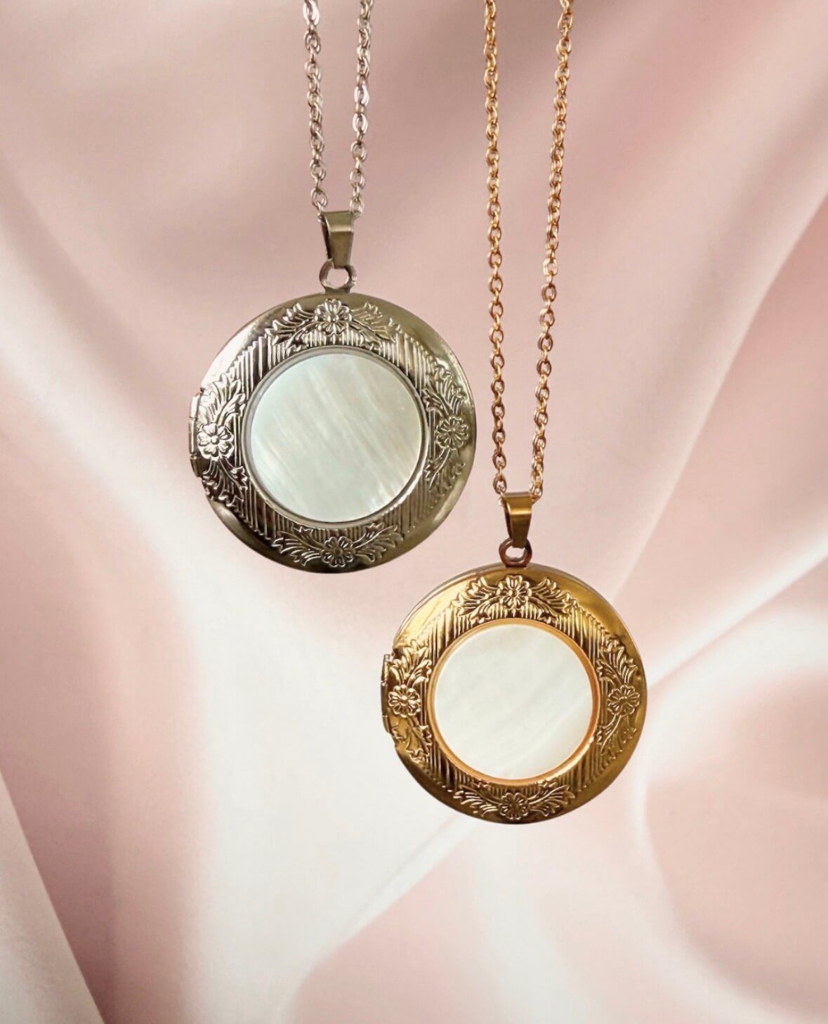 Relicario perlado vintage circular 2