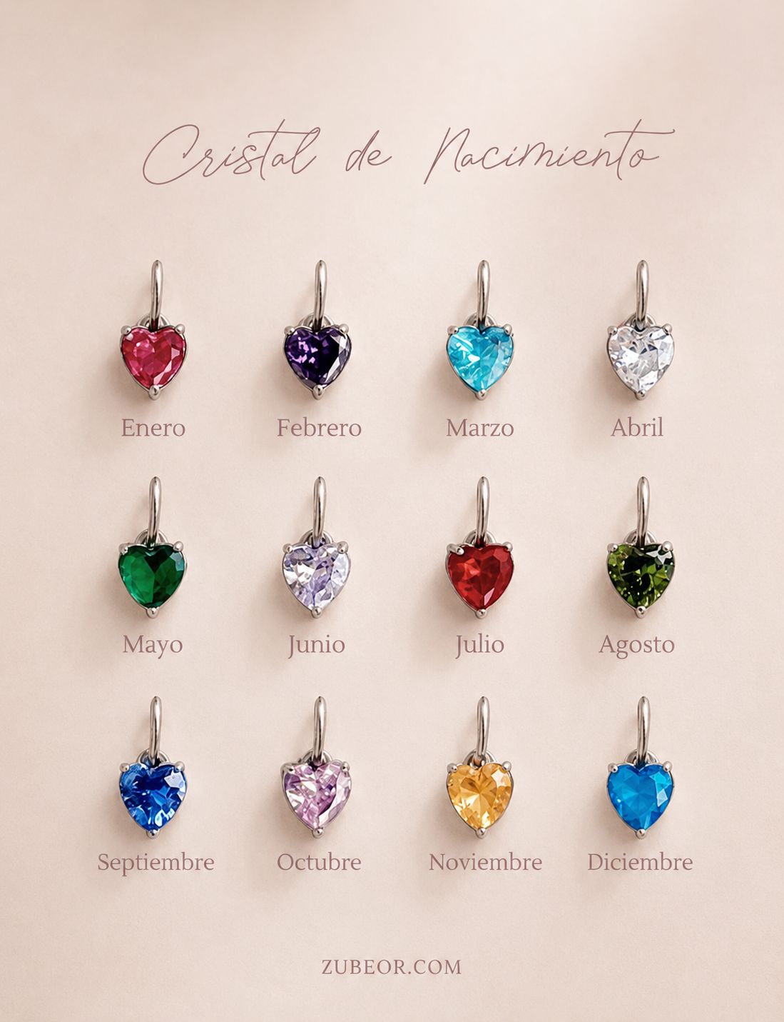 Dije corazón cristal de nacimiento 2