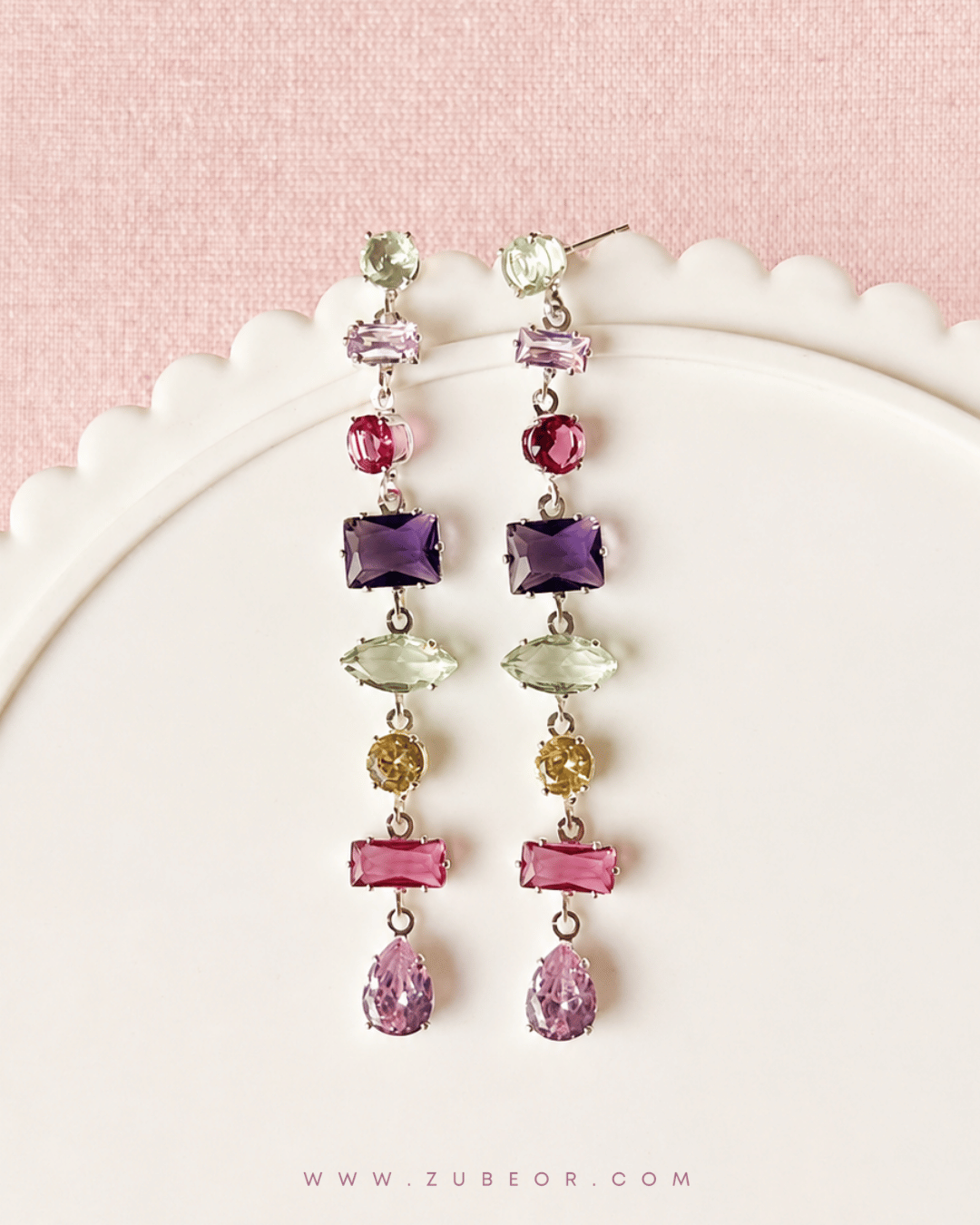 Aretes cristales de colores