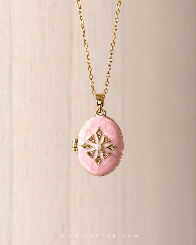 Cadena relicario perla rosa 1