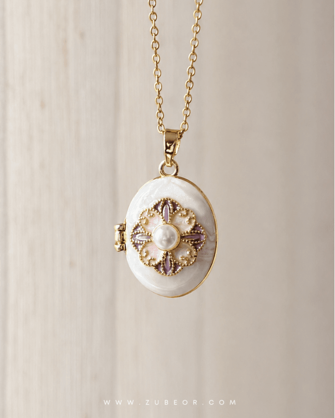 Cadena relicario perla blanca 1