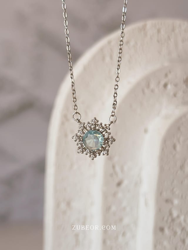 Cadena copo cristal celeste