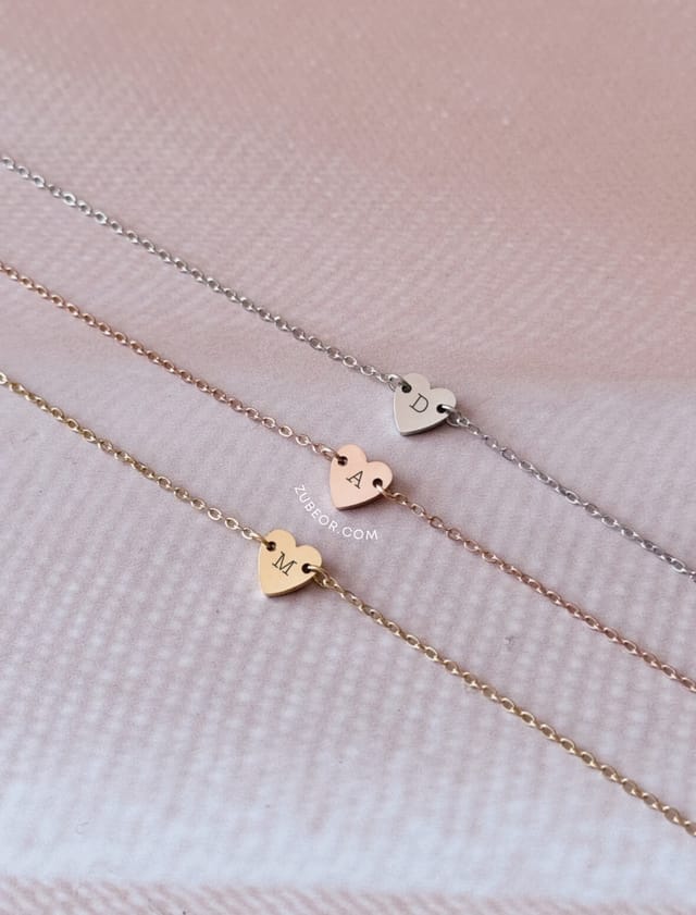 Cadena corazón inicial grabado