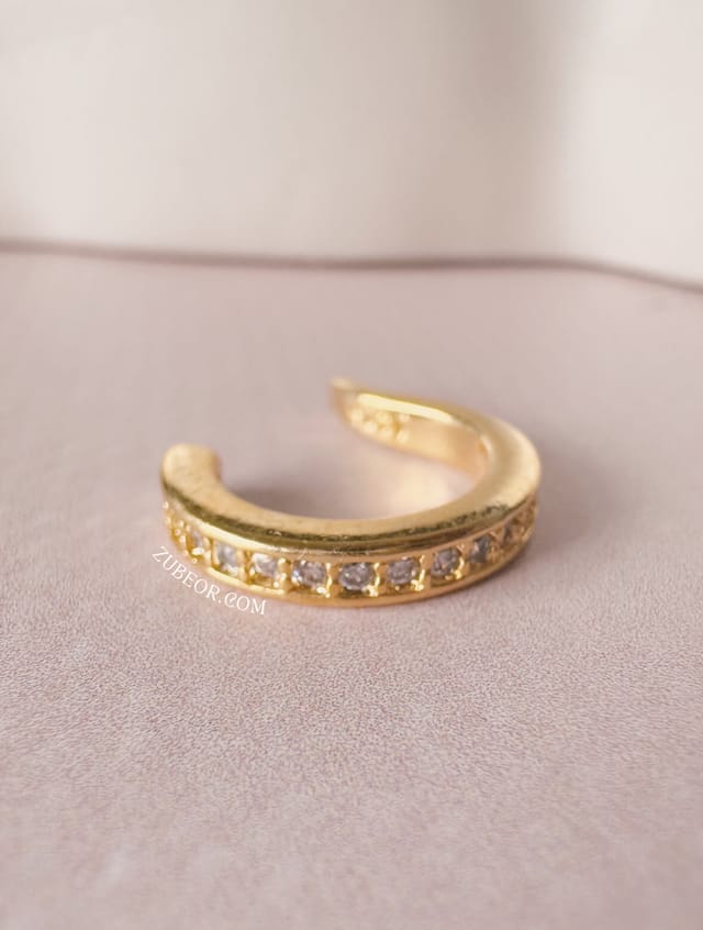 Earcuff dorado cristal cuadrado