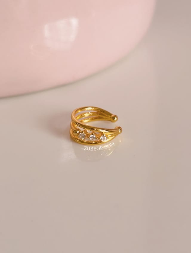 Earcuff 3 cristales dorado