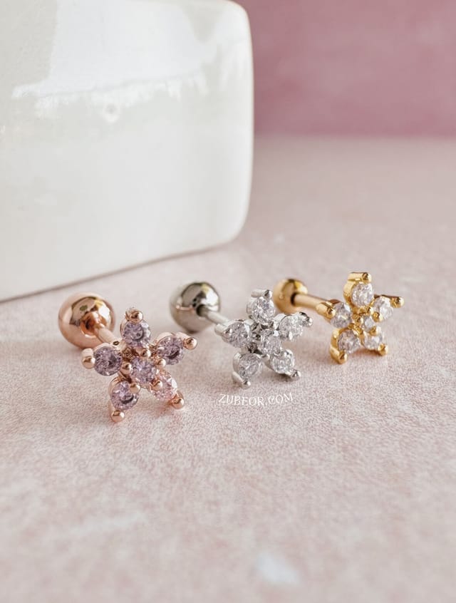 Piercing flor de cristal