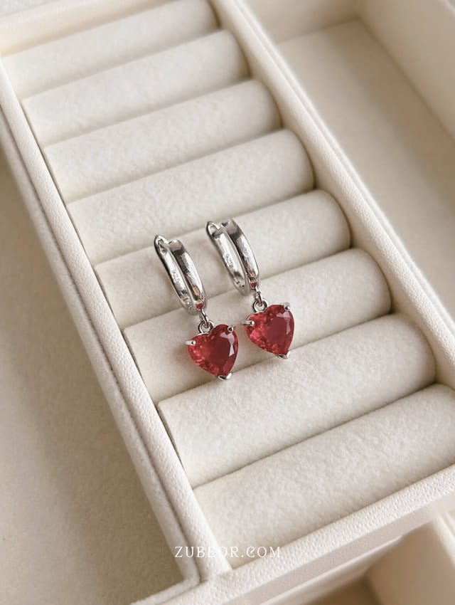 Aretes corazón rojo
