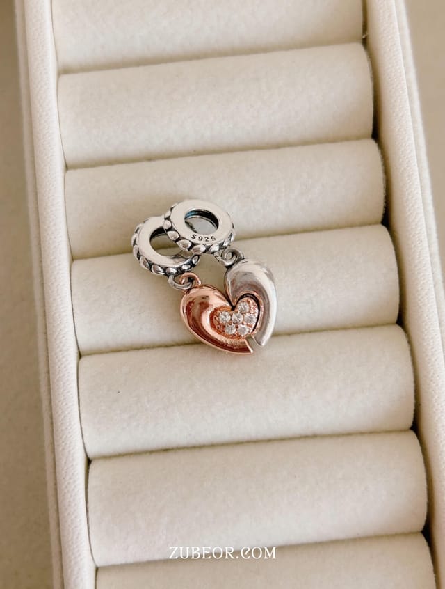 Set de charm madré e hija corazón rosa