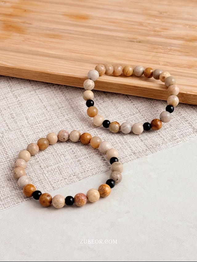 Pulsera piedra jaspeada marrón