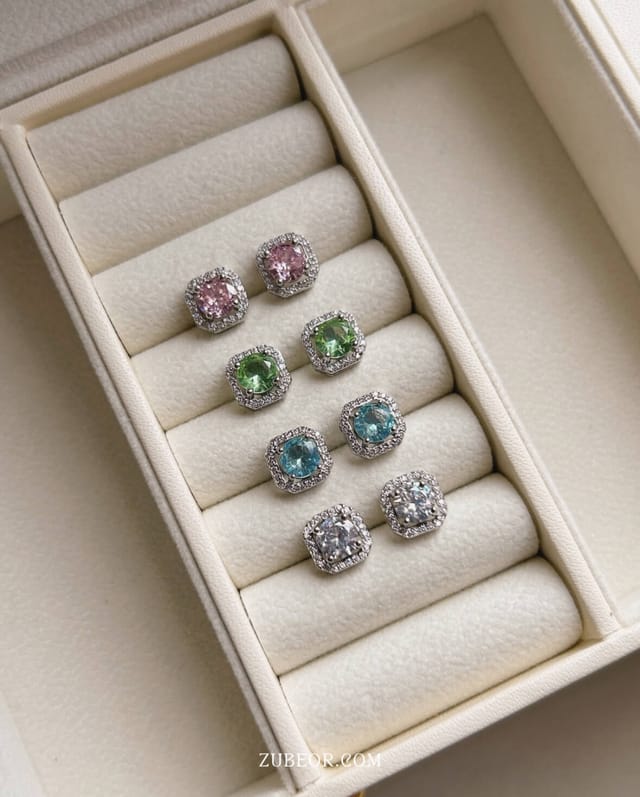 Aretes cristal cuadrado